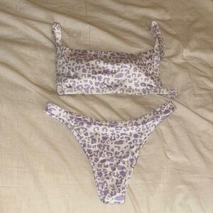 Purple Leopard Print Bikini Set